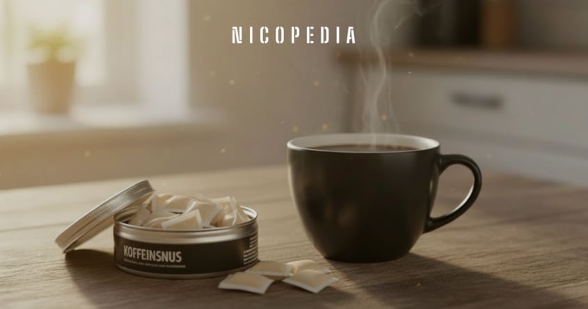 Koffeinsnus och kaffekopp på ett bord - Vad är koffeinsnus?