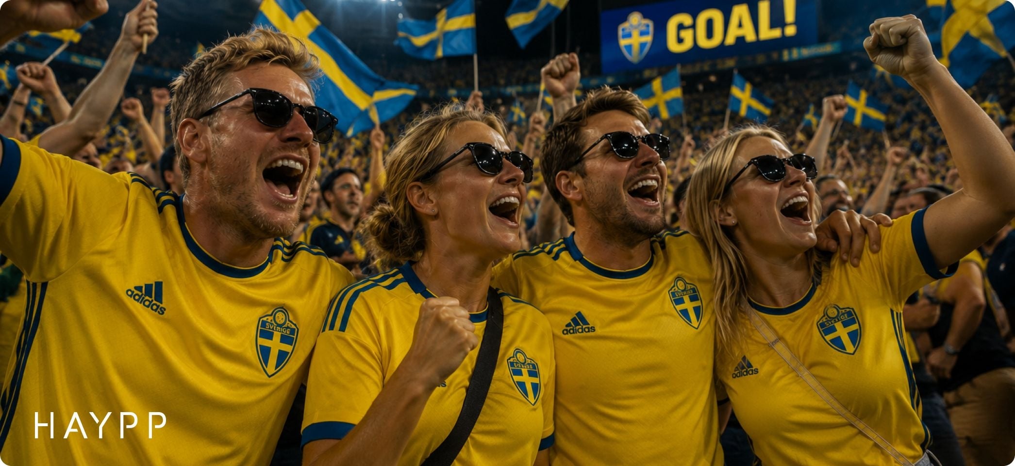 svenska fotbollsfans glada för mål