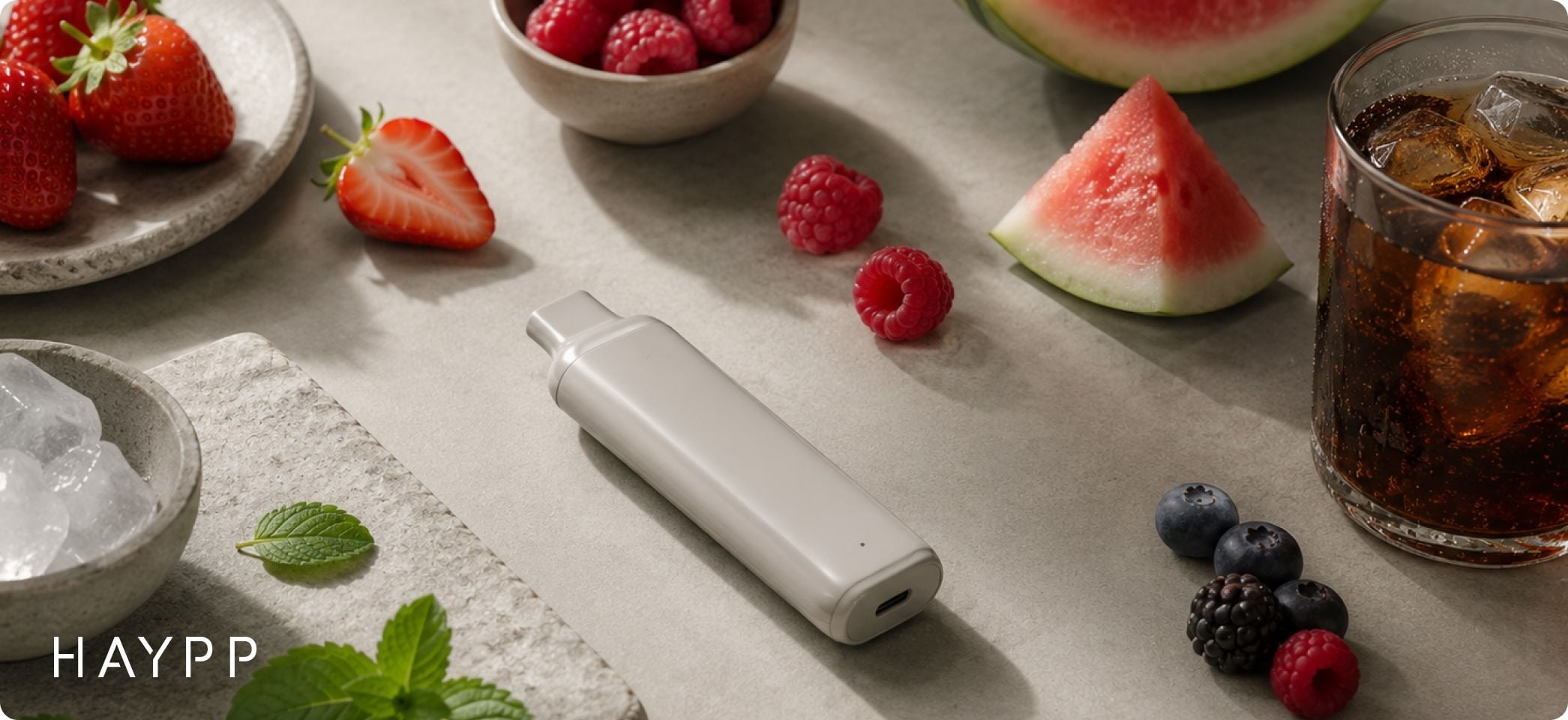 Nikotinfri vape och olika frukter och bär