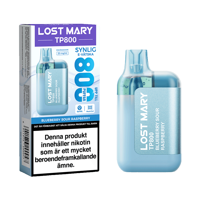 Kp Lost Mary TP800 Blueberry Sour Raspberry frn 66,89kr/st