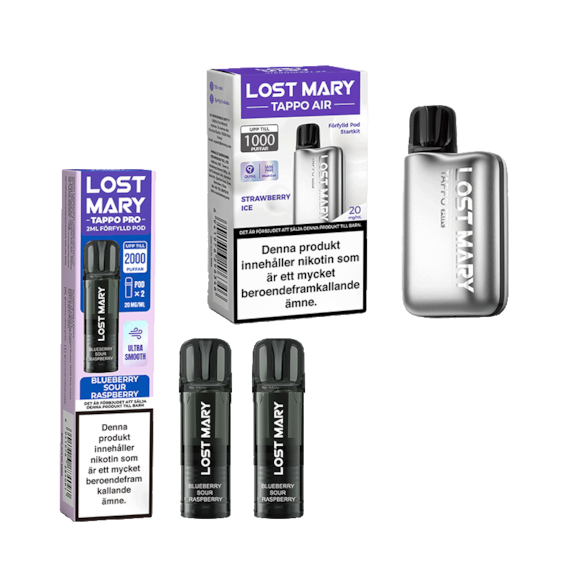 Lost Mary Tappo Air Startkit + Blueberry Sour Raspberry Pods